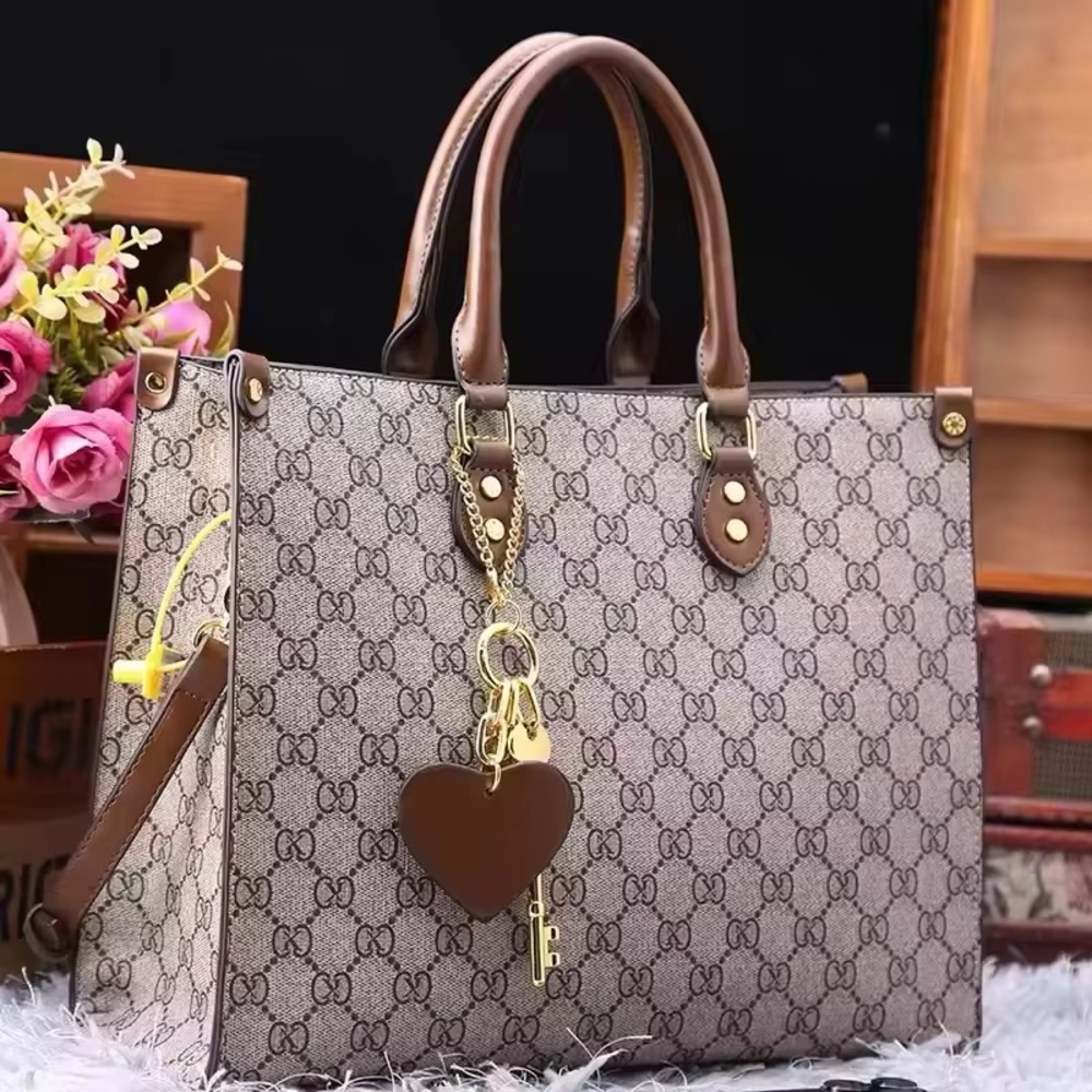 Women’s Large Tote Handbag Monogram Print Shoulder Bag Top Handle Purse